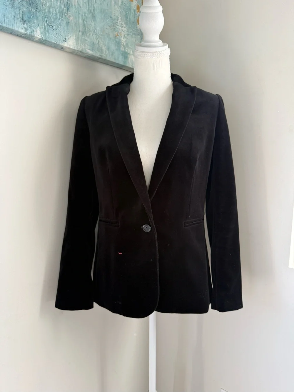 J. Crew Black Velvet Single-Button Blazer